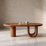 Modern Oval Coffee Table | Sculptural Pedestal Center Table for Minimalist Living Room TH003-7468