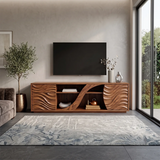 Wave Carved TV Stand with Drawers & Cabinet | Sculptural Media Console TH003-4MXF2YH