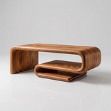 Modern Waterfall Coffee Table | Contemporary Center Table with Open Shelf Storage TH003-5383