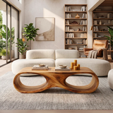 Sculptural Organic Coffee Table | Modern Curved Low Profile Living Room Table