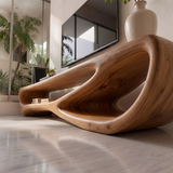 Organic Modern TV Stand with Sculptural Open Shelving & Curved Silhouette TT006-8QOM3WX