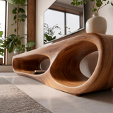 Modern Sculptural TV Stand with Open Display Shelves | Organic Media Console TT006-2SJT8FS