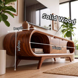 Modern Curved TV Stand with 4 Drawers & 2 Open Shelves | Sculptural Media Console