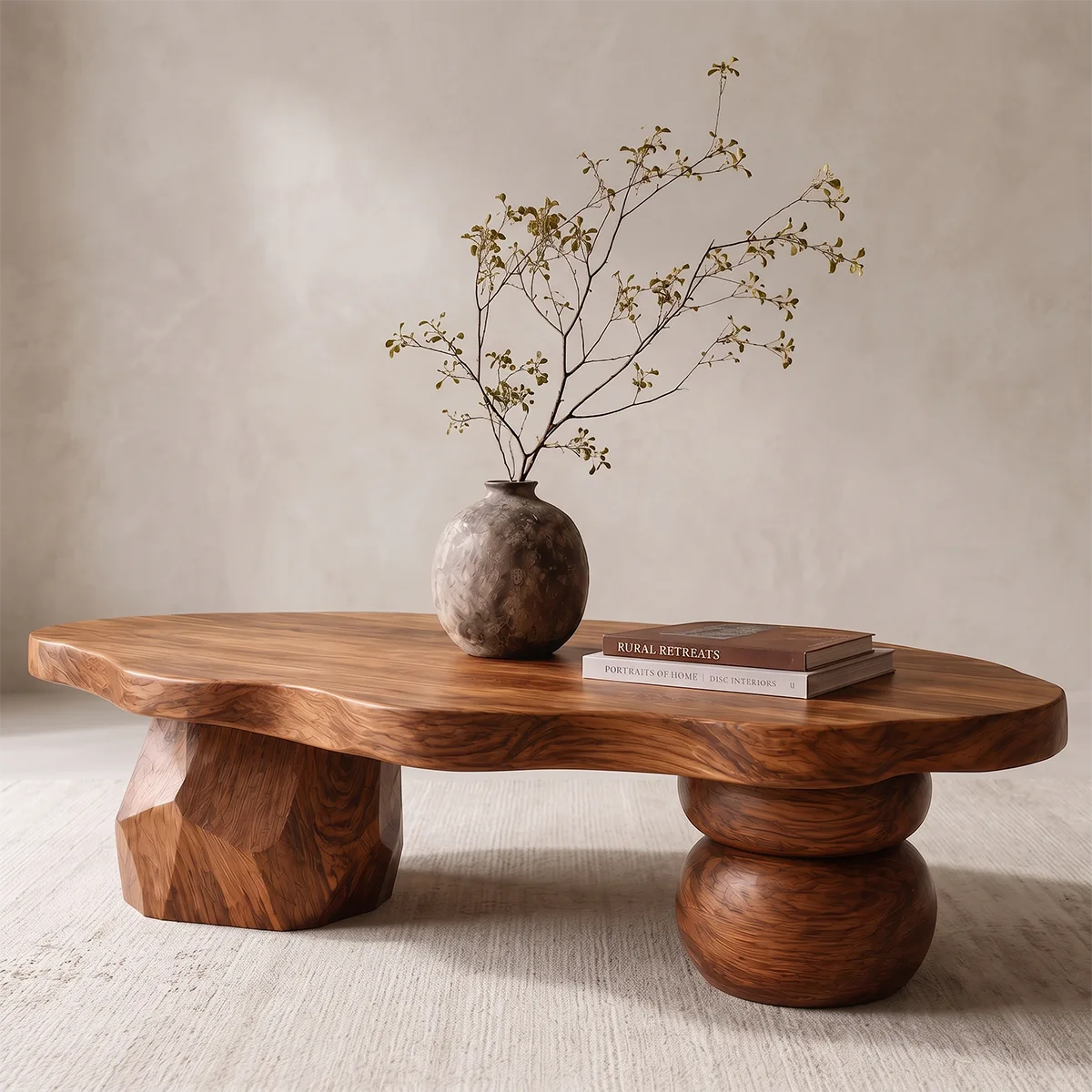 Sculptural Coffee Table with Mixed Artistic Legs | Organic Modern Statement Center Table