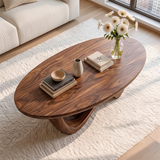 Sculptural Coffee Table with Curved Wave Base | Organic Oval Center Table