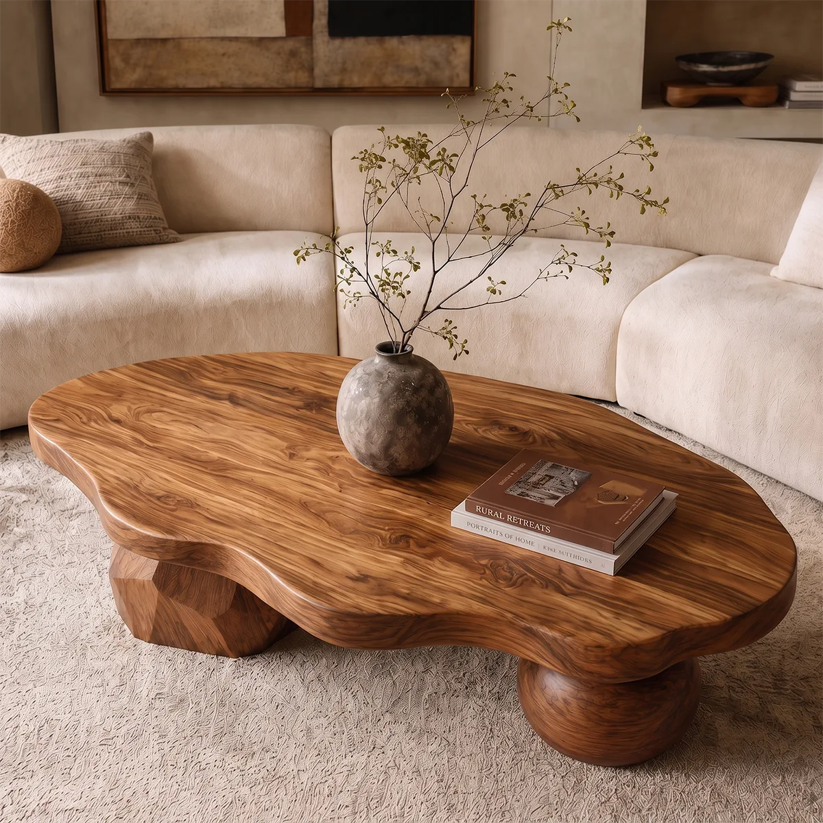 Sculptural Coffee Table with Mixed Artistic Legs | Organic Modern Statement Center Table
