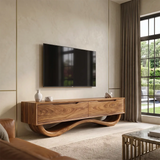 Sculptural TV Stand with 2 Drawers | Organic Modern Media Console TH003-3LLI8QY
