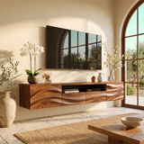 Organic Modern Floating TV Stand with Dual Cabinets, Open Shelf & Double Drawers TT006-5QDJ5ZW