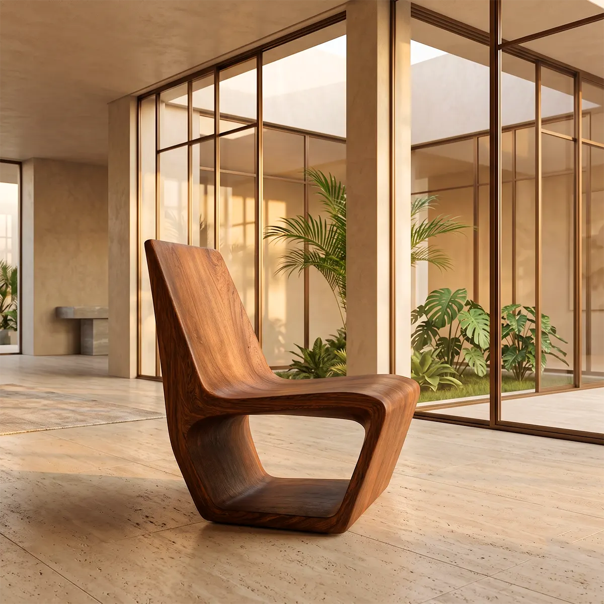 Sculptural Armless Lounge Chair | Modern Low Profile Accent Chair
