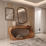 Organic Sculptural Console Table with Open Shelf for Modern Entryway & Hallway TT006-7521