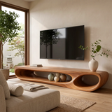 Modern Sculptural TV Stand with Open Display Shelves | Organic Media Console TT006-2SJT8FS