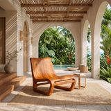 Sculptural Curved Wood Lounge Chair | Modern Organic Accent Chair