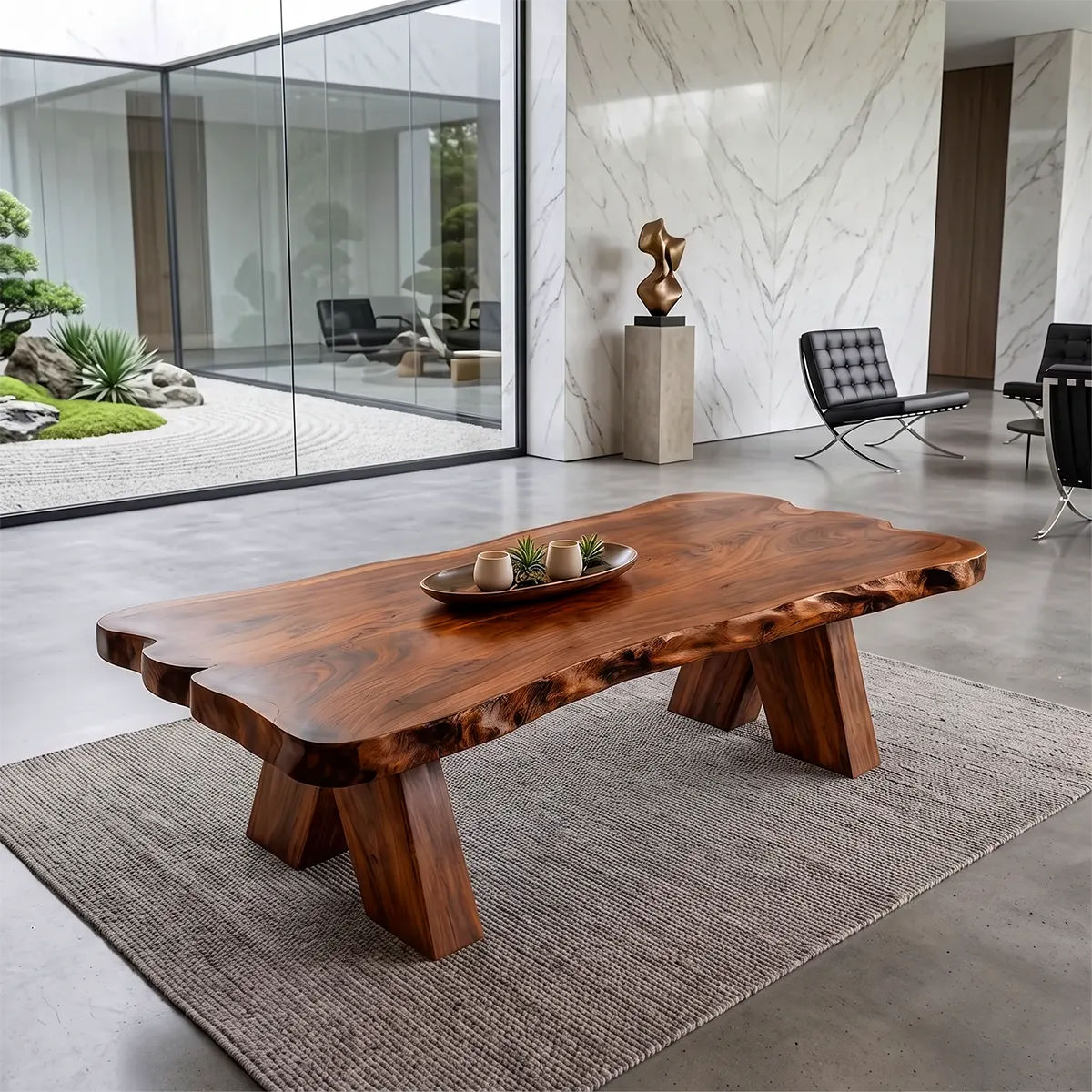 Live Edge Solid Wood Coffee Table | Handcrafted Natural Wood Center Table TT006-6055