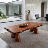 Live Edge Solid Wood Coffee Table | Handcrafted Natural Wood Center Table TT006-6055
