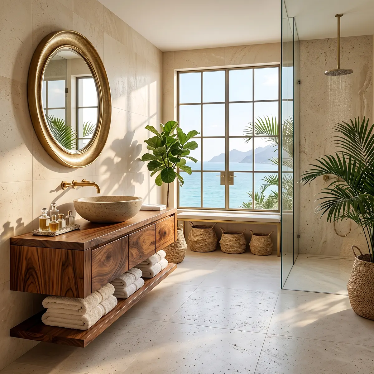 Floating Bathroom Vanity with 3 Drawers & Full-Length Open Shelf | Modern Minimalist Wall Mounted Design