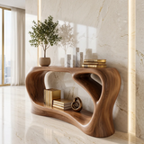 Organic Modern Console Table with Sculptural Open Frame & Display Shelf TT006-1286