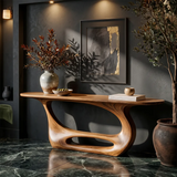 Organic Modern Console Table with Sculptural Open Base for Entryway & Living Room TT006-9597