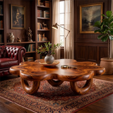 Organic Solid Wood Coffee Table | Sculptural Flower-Shaped Modern Center Table TT006-3040