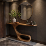 Modern Sculptural Console Table with Organic Curved Pedestal Base for Entryway TT006-3822
