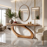 Organic Sculptural Console Table with Asymmetrical Loop Base for Modern Entryway TT006-2617