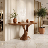 Organic Modern Console Table with Sculptural Pedestal Base for Entryway & Living Room TT006-2903