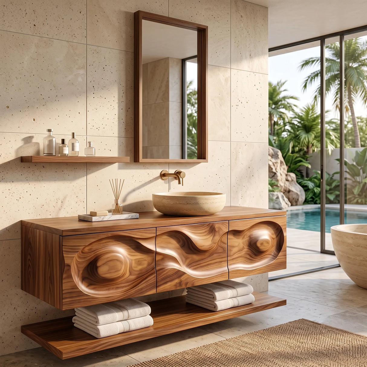 Floating Bathroom Vanity with 3 Drawers & Open Shelf | Modern Vanity Cabinet TH003-5BFQ9WL