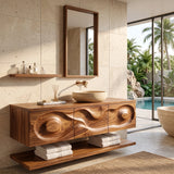 Floating Bathroom Vanity with 3 Drawers & Open Shelf | Modern Vanity Cabinet TH003-5BFQ9WL