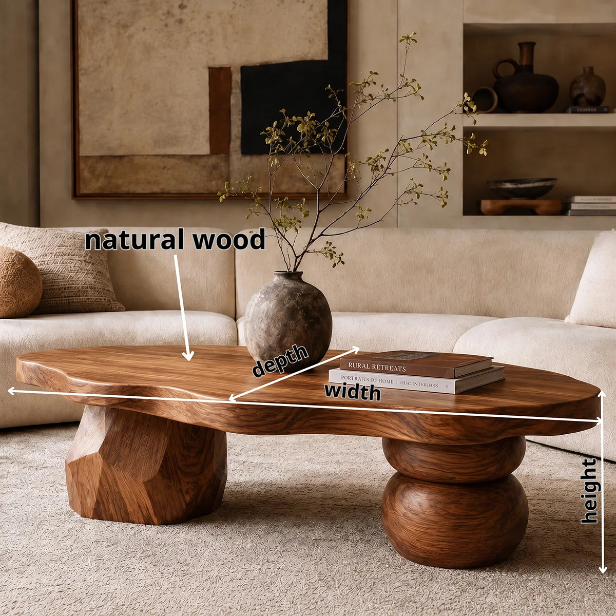 Sculptural Coffee Table with Mixed Artistic Legs | Organic Modern Statement Center Table