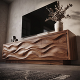 Modern Organic TV Stand with Sculpted Cabinets | Entertainment Console TT006-6CBU3TP