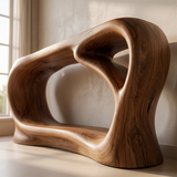 Organic Modern Console Table with Sculptural Open Frame & Display Shelf TT006-1286