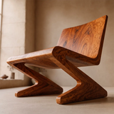 Sculptural Z-Frame Lounge Chair | Modern Low Profile Armless Accent Chair