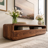 Modern TV Stand with Open Shelf & 2 Large Drawers | Minimalist Media Console TT006-2PMS8ZG