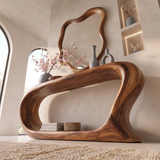 Organic Modern Console Table with Open Shelf & Sculptural Curved Frame for Entryway TT006-6916