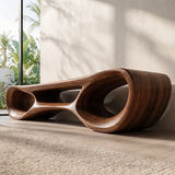 Organic Modern Sculptural TV Stand with Open Storage | Designer Media Console TT006-2PFI5LK