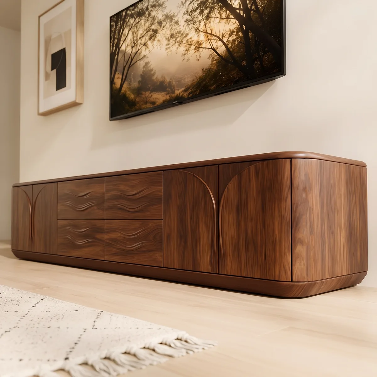 Modern TV Stand with 2 Side Cabinets & 4 Center Drawers TT006-8JEV2FS