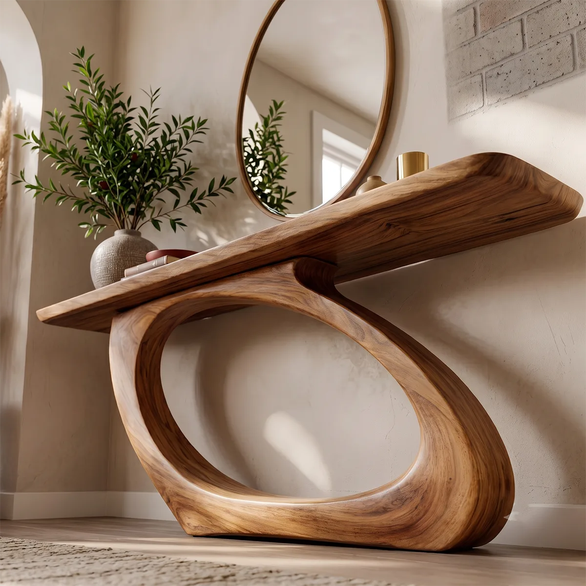 Organic Sculptural Console Table with Asymmetrical Loop Base for Modern Entryway TT006-2617