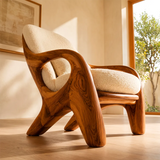 Sculptural Curved Lounge Chair with Arms | Modern Reading Chair for Living Room & Bedroom