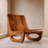 Sculptural Low Lounge Chair | Modern Organic Accent Chair with Open Loop Base