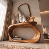 Organic Sculptural Console Table with Open Shelf for Modern Entryway & Hallway TT006-7521