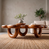 Organic Solid Wood Coffee Table | Sculptural Flower-Shaped Modern Center Table TT006-3040