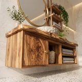 Floating Solid Wood Bathroom Vanity | Modern Bathroom Vanity with Open Storage and Cabinet TT006-3250