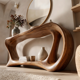 Organic Wave Console Table with Open Shelf for Modern Entryway & Living Room TT006-9593
