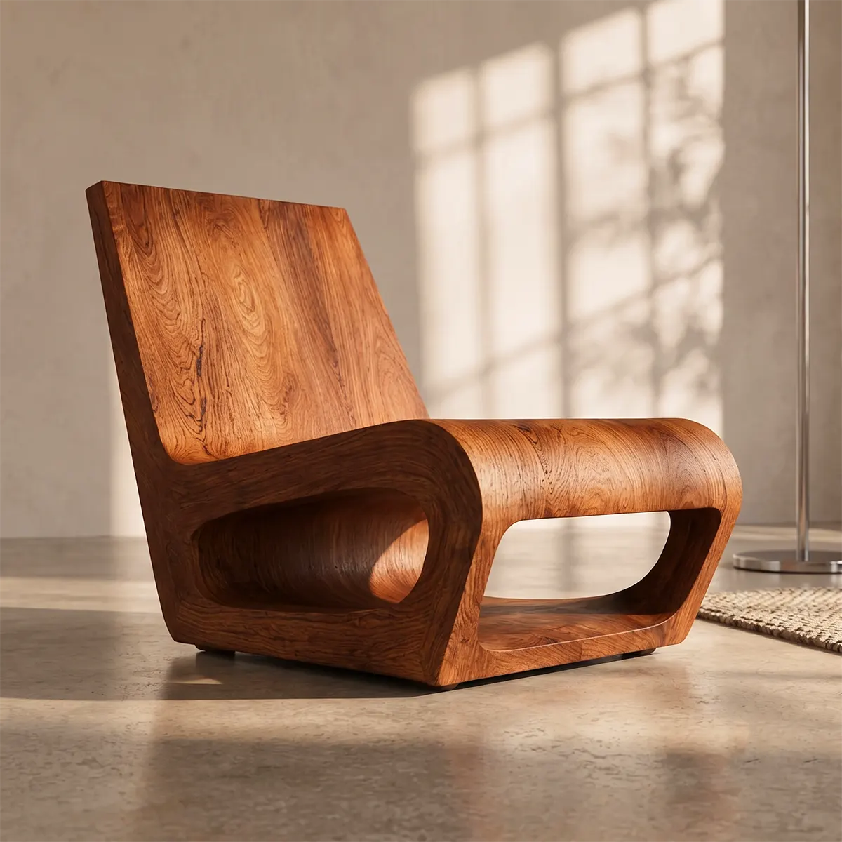 Modern Sculptural Lounge Chair | Curved Armless Accent Chair for Living Room & Reading Corner