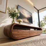 Organic Modern TV Stand with Open Shelf & 3 Drawers | Modern Media Console TT006-5REB7GU