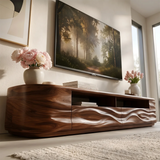 Modern TV Stand with Open Display Shelf & Wave Front Drawers TT006-6OLZ4XW