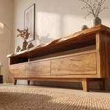 Live Edge TV Stand with 3 Drawers & Open Shelf | Modern Media Console TH003-8RIU4RU