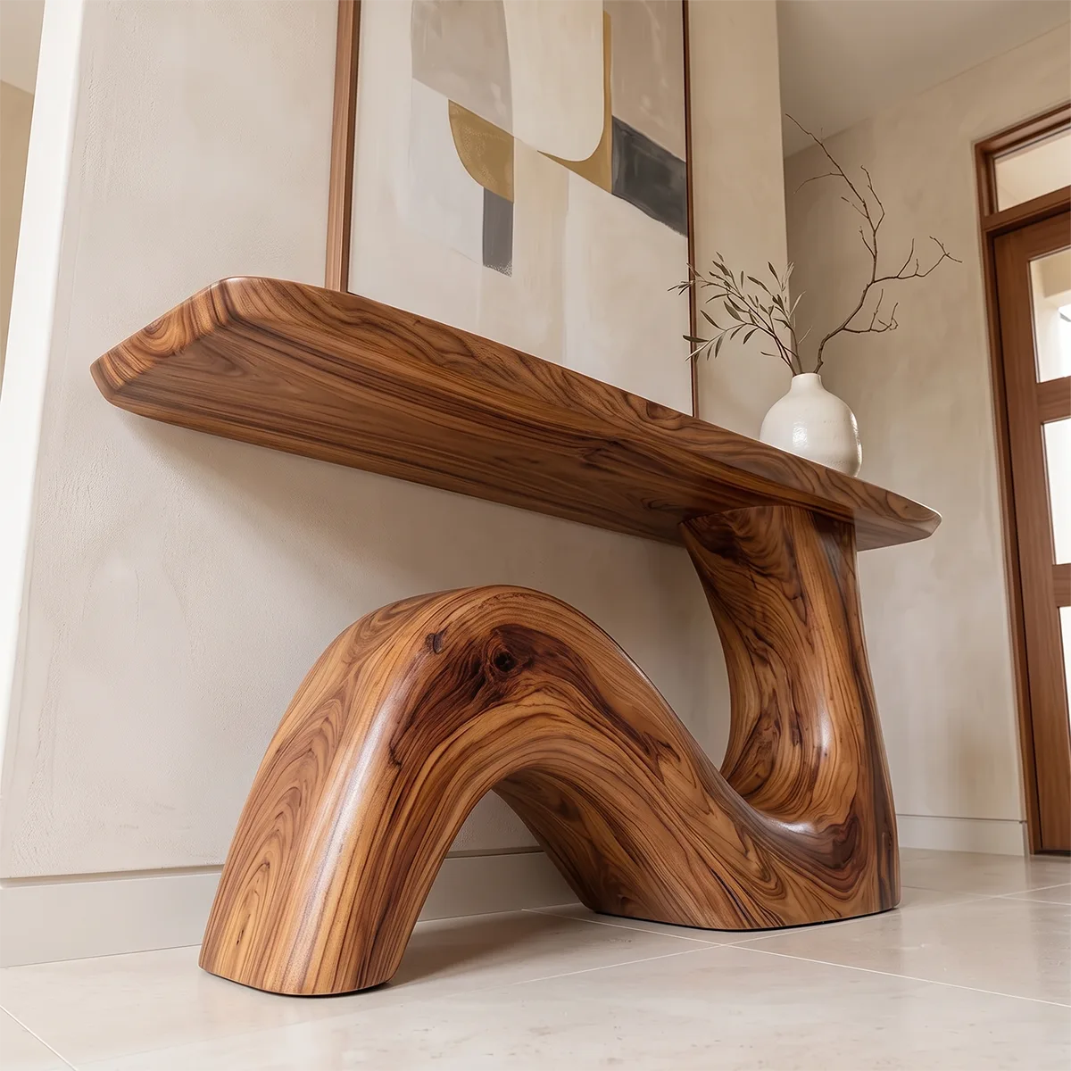 Organic Wave Console Table | Sculptural Entryway Console Table for Modern Hallway & Living Room TH003-5159