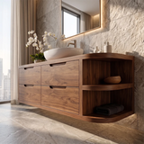 Floating Bathroom Vanity with 4 Drawers & Open Shelves | Modern Wall Mounted Vanity