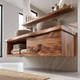 Modern Floating Bathroom Vanity with Large Drawer & Open Storage Compartment