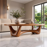 Modern Oval Coffee Table with Sculptural Open Base | Organic Contemporary Center Table for Living Room TH003-9564